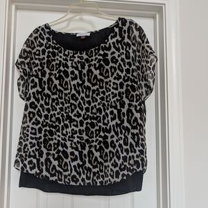 Calvin Klein Black and Gray Leopard Blouse